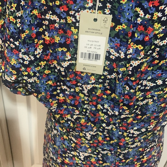 Boden blue red white floral summer boho dress sz 10 - Picture 4 of 4